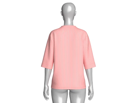 Girls Half-Sleeve Striped Printed Tunic Shirt 3D Model
