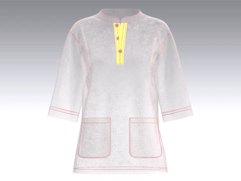 Girls Half-Sleeve Striped Printed Tunic Shirt 3D Model