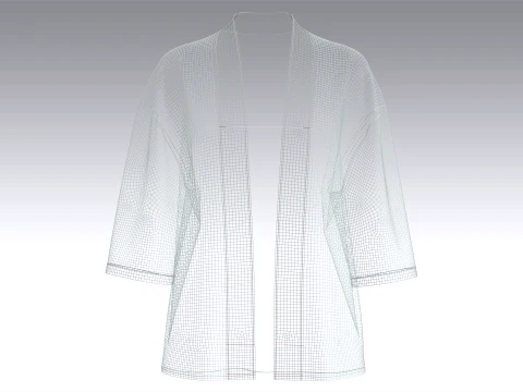 Girls Half-Sleeves Kimono Cardigan 3D Model