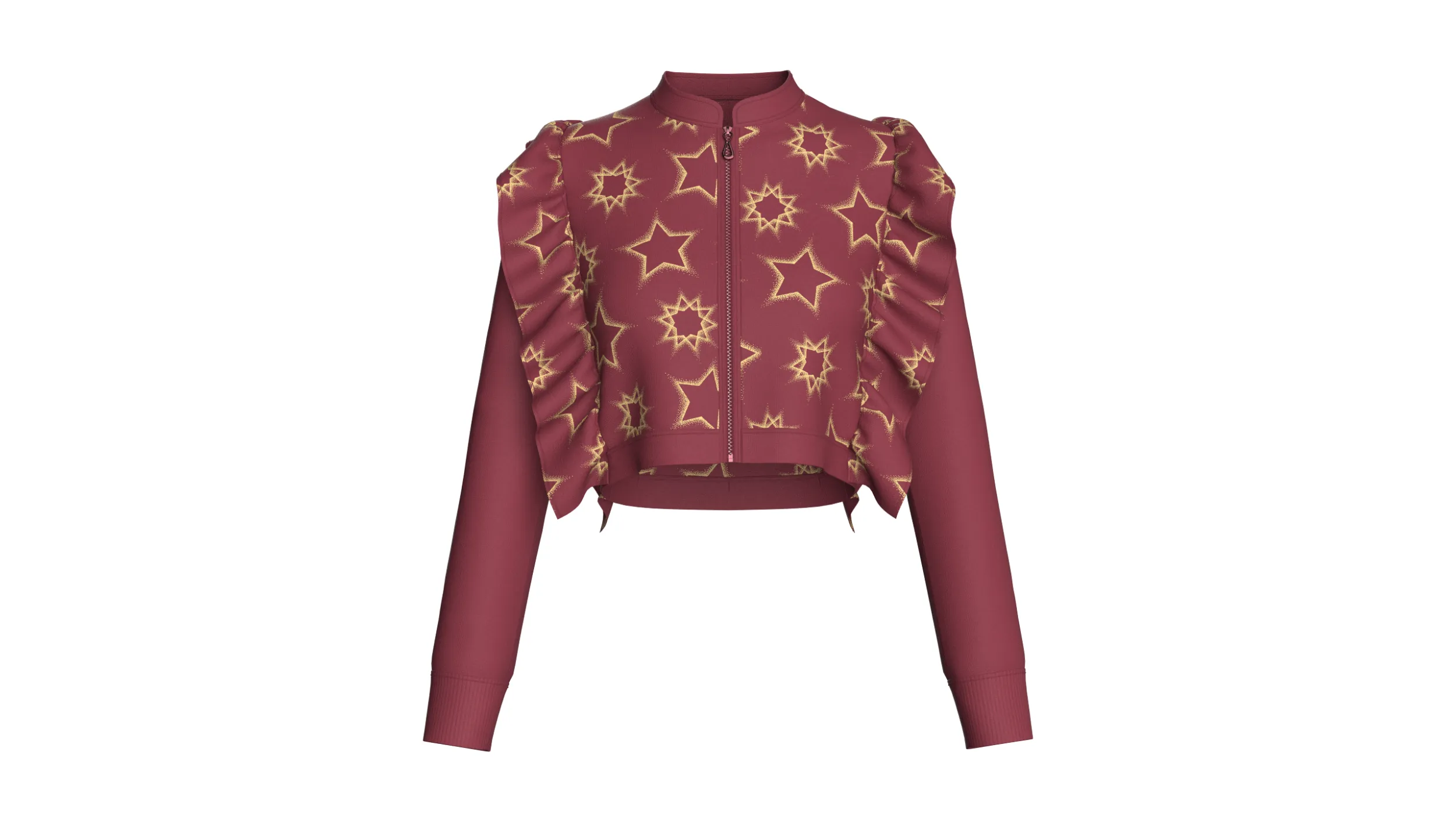 Girls Star Printed Cropped Ruffles Jacket 3D Model .c4d .max .obj .3ds .fbx .stl .blend 