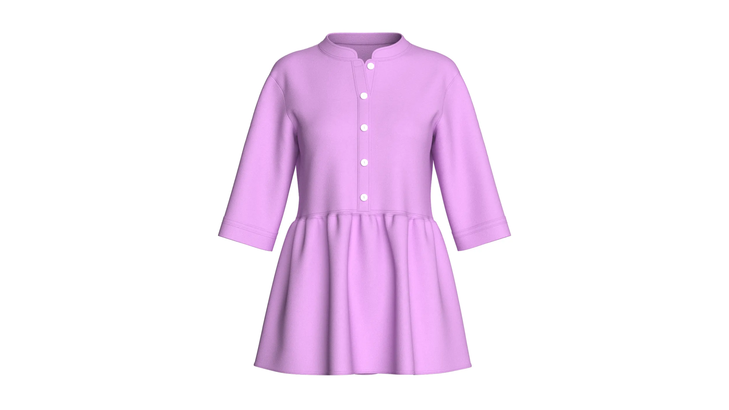 Girls Three-Quarter Sleeve Peplum Tunic Top 3D Model .c4d .max .obj .3ds .fbx .stl .blend 