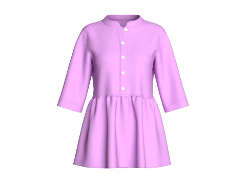 Peplum-tuniektop met driekwartmouwen voor meisjes 3D Model
