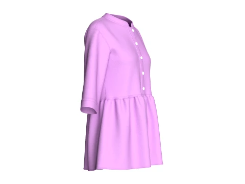 Girls Three-Quarter Sleeve Peplum Tunic Top 3D Model