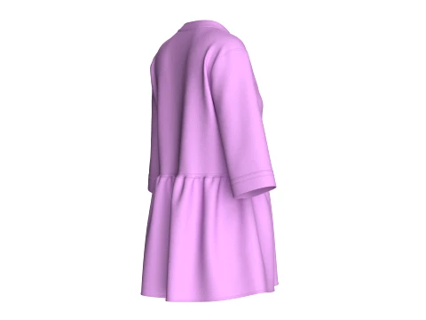 Girls Three-Quarter Sleeve Peplum Tunic Top 3D Model
