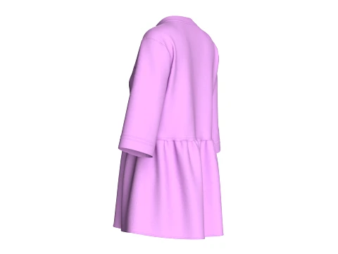 Girls Three-Quarter Sleeve Peplum Tunic Top 3D Model