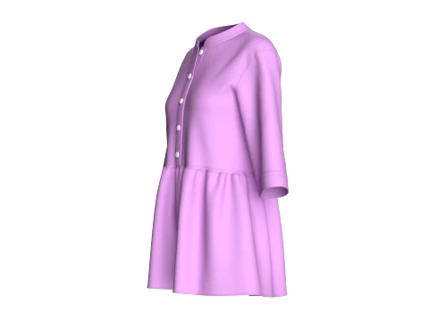 Girls Three-Quarter Sleeve Peplum Tunic Top 3D Model