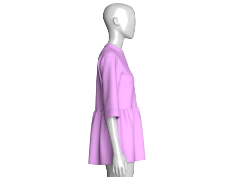 Girls Three-Quarter Sleeve Peplum Tunic Top 3D Model