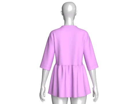 Girls Three-Quarter Sleeve Peplum Tunic Top 3D Model