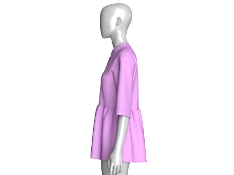 Girls Three-Quarter Sleeve Peplum Tunic Top 3D Model