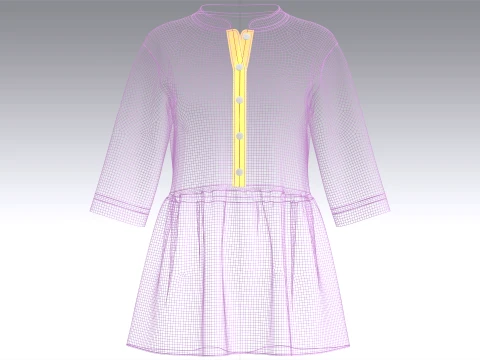 Girls Three-Quarter Sleeve Peplum Tunic Top 3D Model