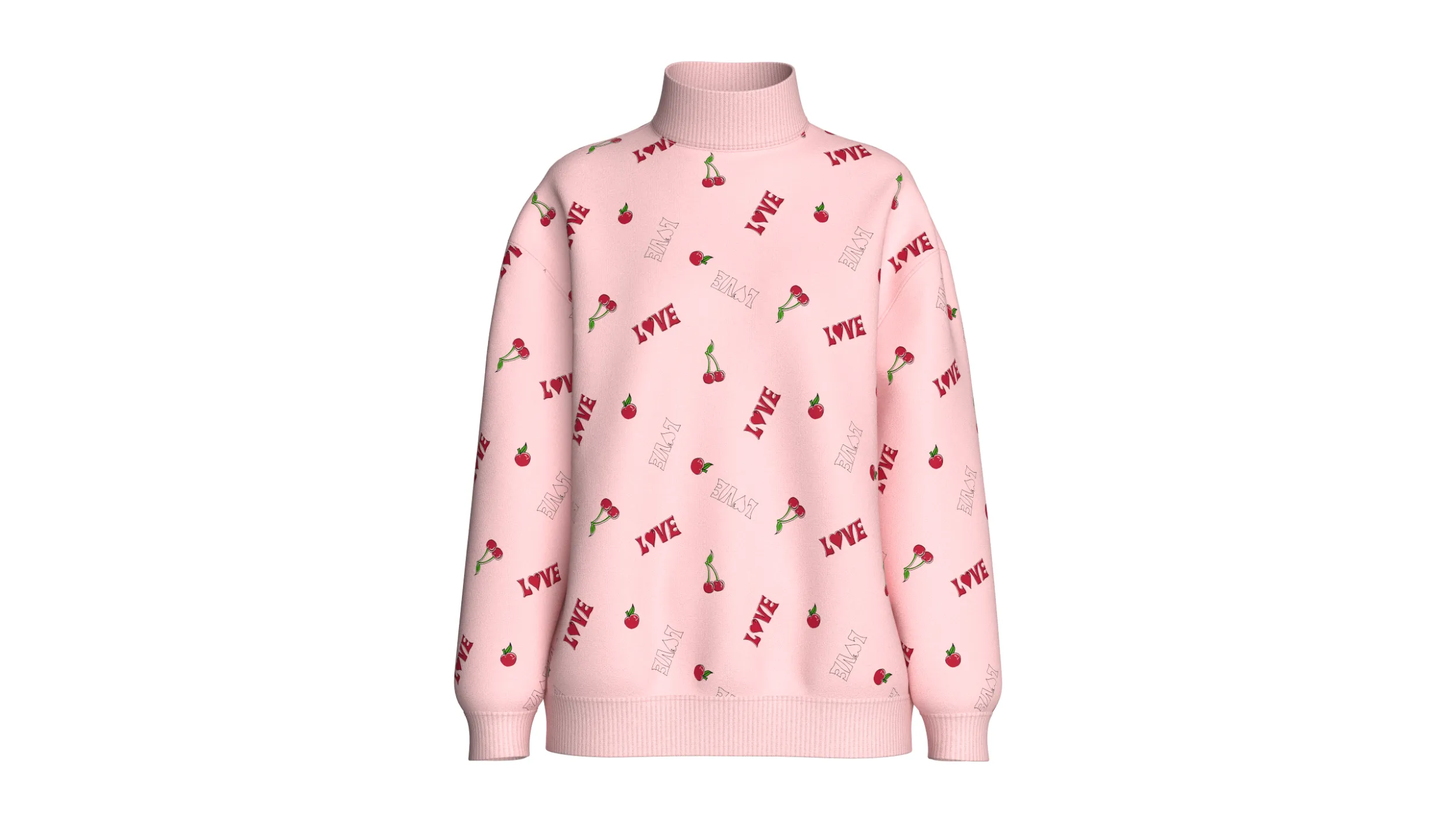 Girls All-Over Printed Oversized Sweatshirt 3D Model .c4d .max .obj .3ds .fbx .stl .blend 