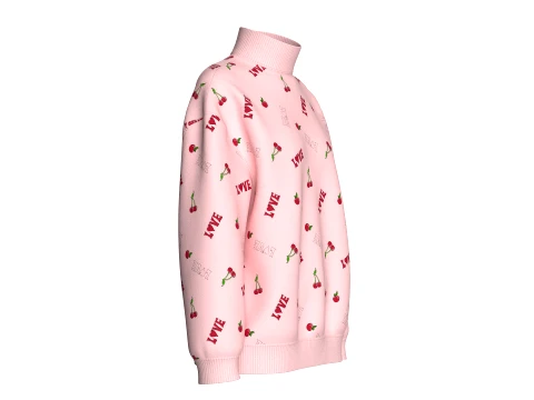 Girls All-Over Printed Oversized Sweatshirt 3D Model
