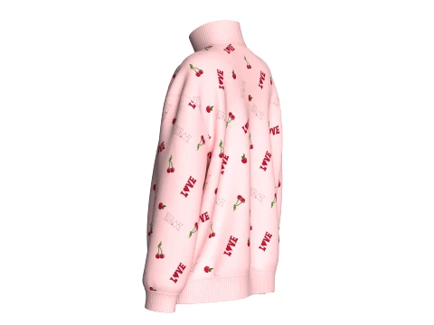 Girls All-Over Printed Oversized Sweatshirt 3D Model