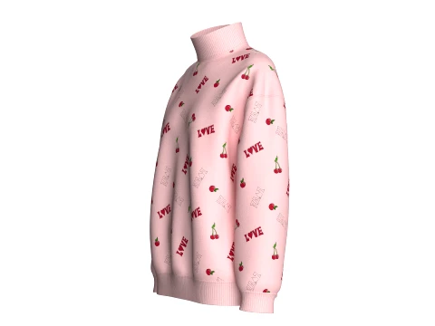 Girls All-Over Printed Oversized Sweatshirt 3D Model