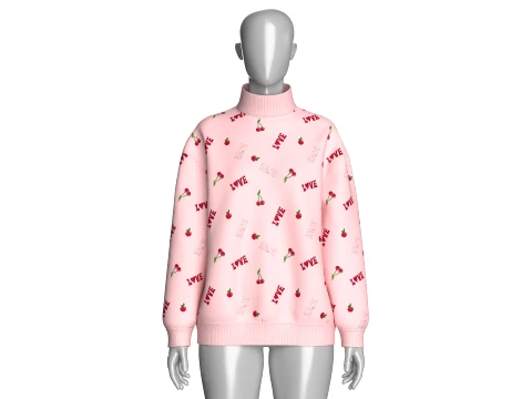 Girls All-Over Printed Oversized Sweatshirt 3D Model