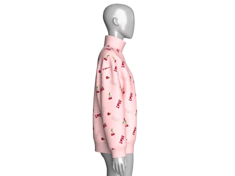 Girls All-Over Printed Oversized Sweatshirt 3D Model