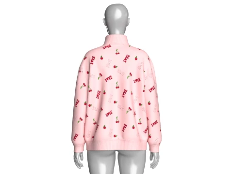 Girls All-Over Printed Oversized Sweatshirt 3D Model