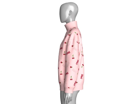 Girls All-Over Printed Oversized Sweatshirt 3D Model