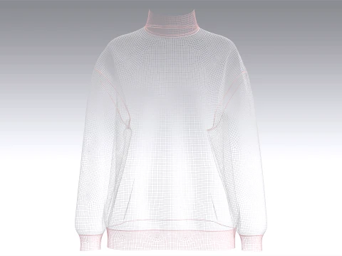 Girls All-Over Printed Oversized Sweatshirt 3D Model