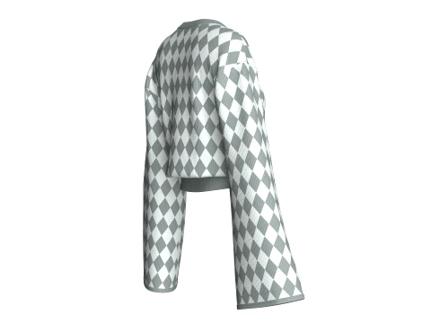 Girls Argyle Pattern Cropped Sweater 3D Model