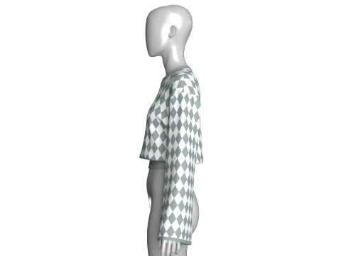 Girls Argyle Pattern Cropped Sweater 3D Model