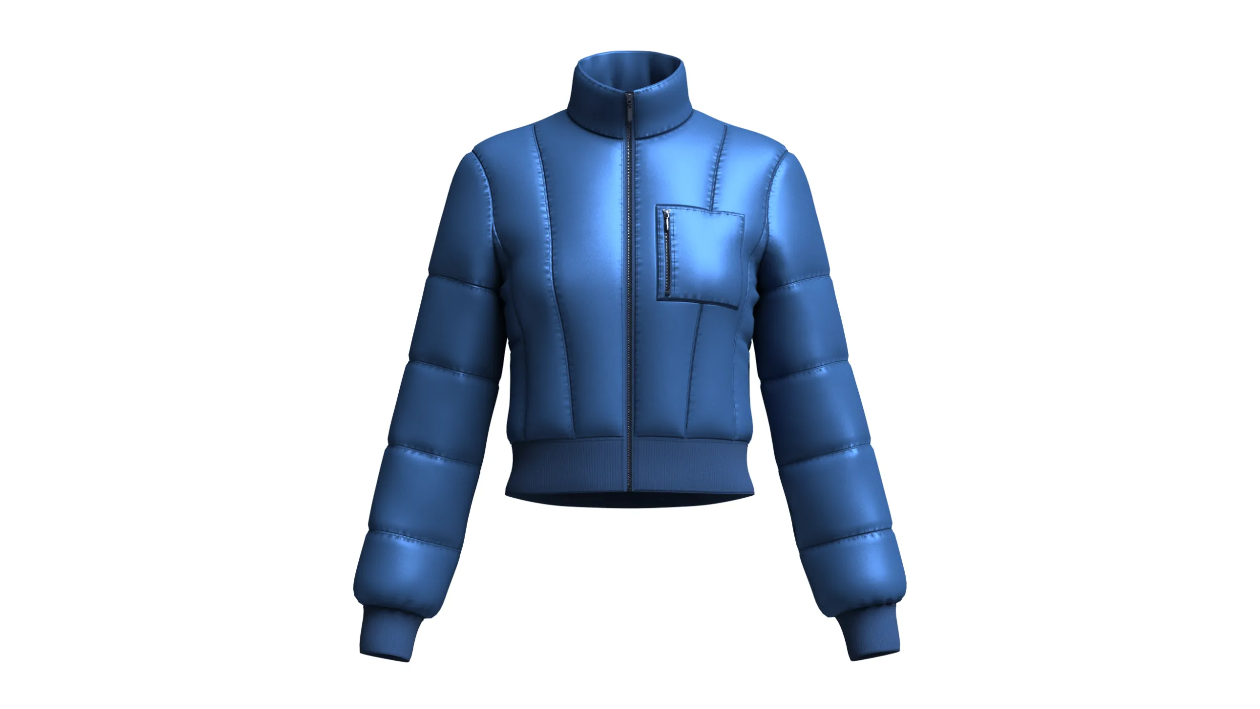 Girls Crop Puffer Jacket With Ribbed Hem 3D Model .c4d .max .obj .3ds .fbx .stl .blend 