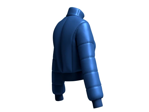 Girls Crop Puffer Jacket With Ribbed Hem 3D Model