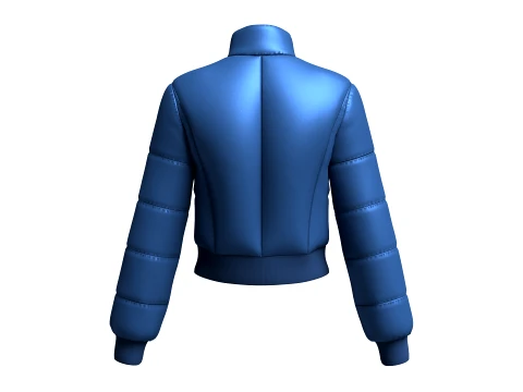 Girls Crop Puffer Jacket With Ribbed Hem 3D Model