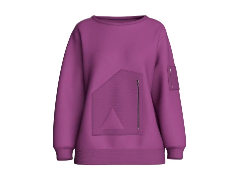 Sweat-shirt tactique avec poche et manches pour filles Modèle 3D