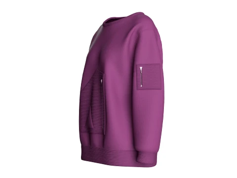 Girls Tactical Sleeve-Pocket Sweatshirt 3D Model