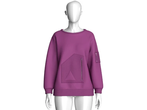 Girls Tactical Sleeve-Pocket Sweatshirt 3D Model