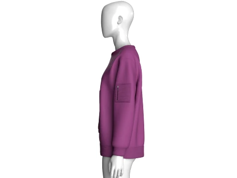 Girls Tactical Sleeve-Pocket Sweatshirt 3D Model