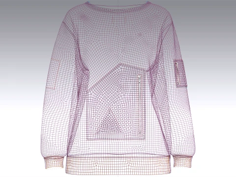 Girls Tactical Sleeve-Pocket Sweatshirt 3D Model