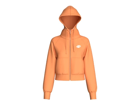 Kız Çocuk Raglan Kısa Fermuarlı Kapüşonlu Üst 3D Model