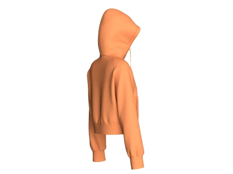 Girls Raglan Cropped Zip-Up Hoodie 3D Model