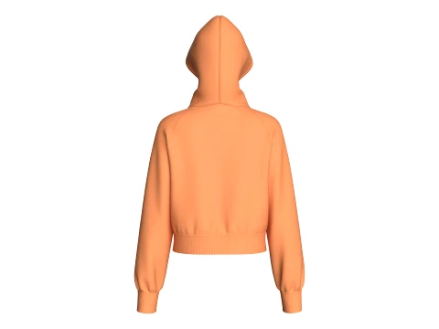Girls Raglan Cropped Zip-Up Hoodie 3D Model