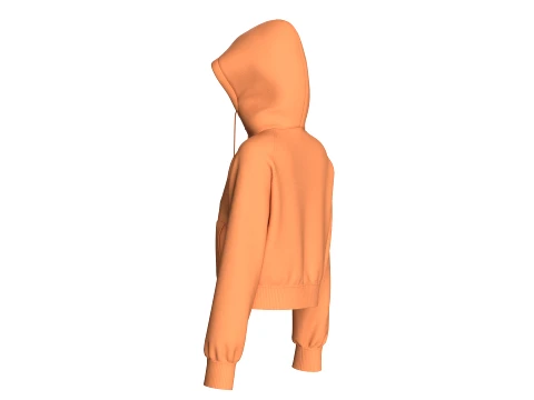 Girls Raglan Cropped Zip-Up Hoodie 3D Model