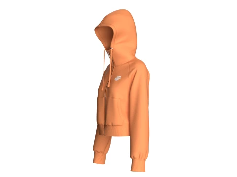 Girls Raglan Cropped Zip-Up Hoodie 3D Model