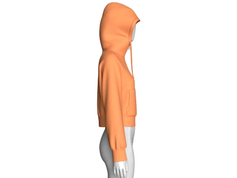 Girls Raglan Cropped Zip-Up Hoodie 3D Model