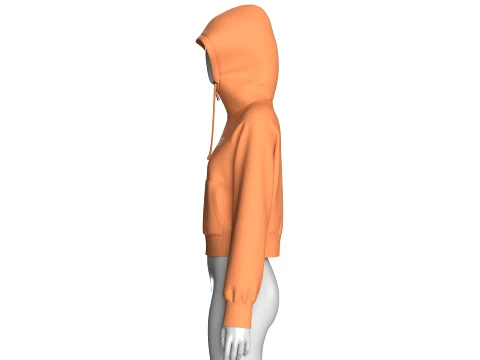 Girls Raglan Cropped Zip-Up Hoodie 3D Model