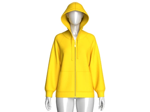 Girls Raglan Sleeve Hooded Jacket 3D Model
