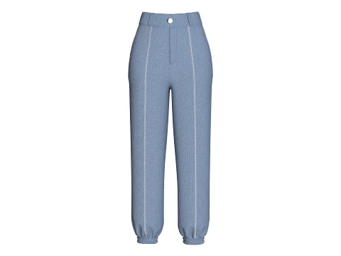 Kız &Ccedil;ocuk Denim Mavi Jogger Pantolon 3D Model