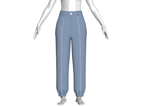 Pantaloni da jogging per ragazze in denim blu Modello 3D
