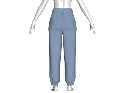 Pantaloni da jogging per ragazze in denim blu Modello 3D