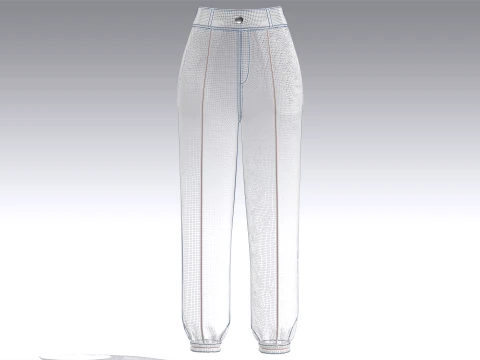 Pantaloni da jogging per ragazze in denim blu Modello 3D