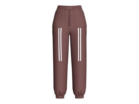Kız &Ccedil;ocuk &Ccedil;ift &Ccedil;izgili Jogger Pantolon 3D Model