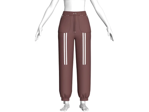Girls Double Striped Joggers 3D Model