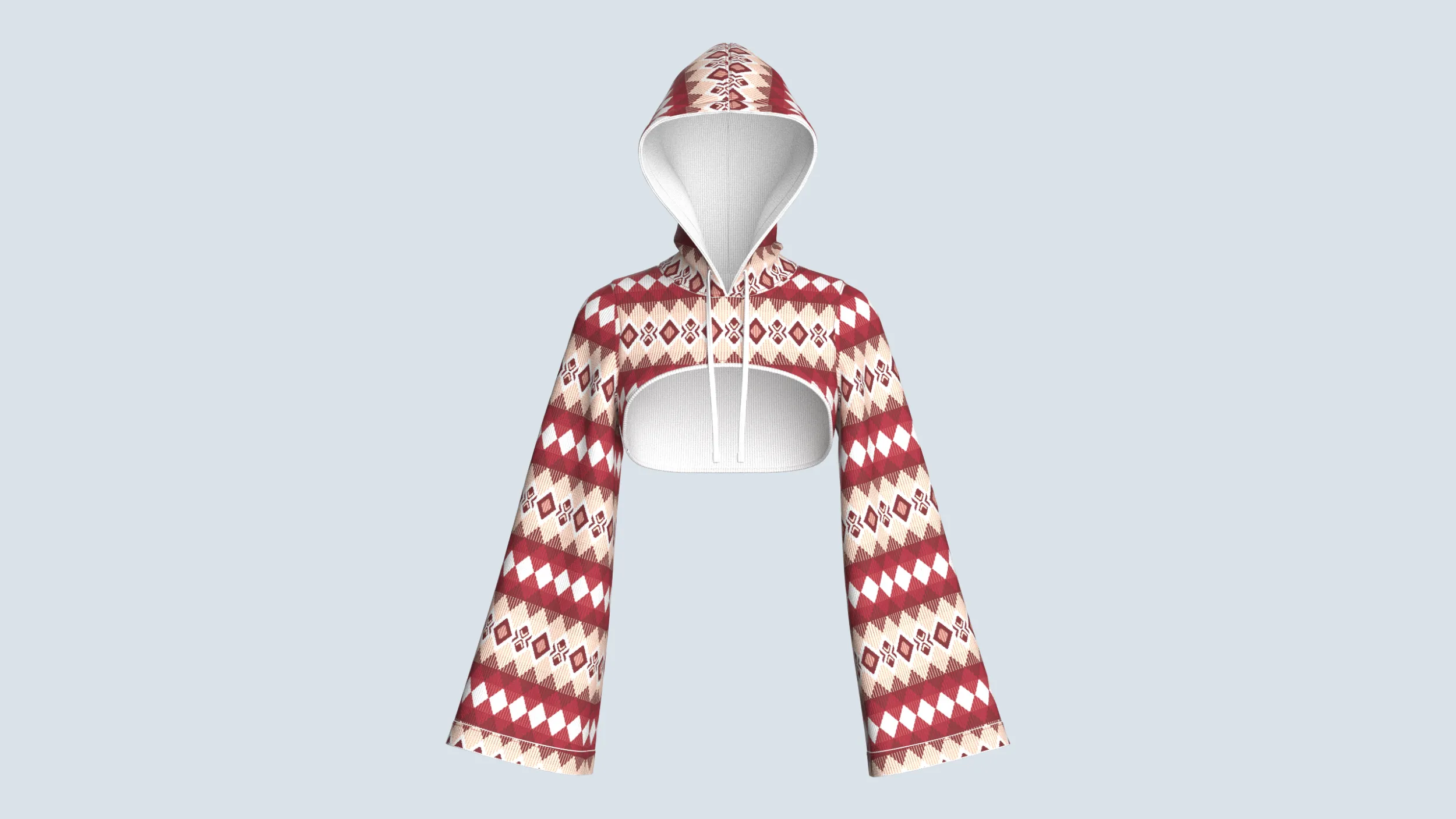 Girls Argyle Printed Shrug Hoodie 3D Model .c4d .max .obj .3ds .fbx .stl .blend 