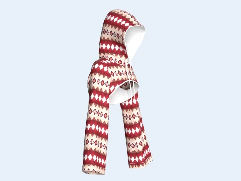 Girls Argyle Printed Shrug Hoodie 3D Model