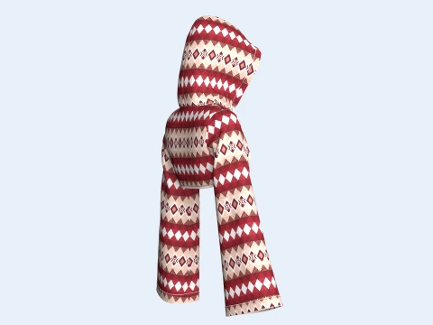 Girls Argyle Printed Shrug Hoodie 3D Model